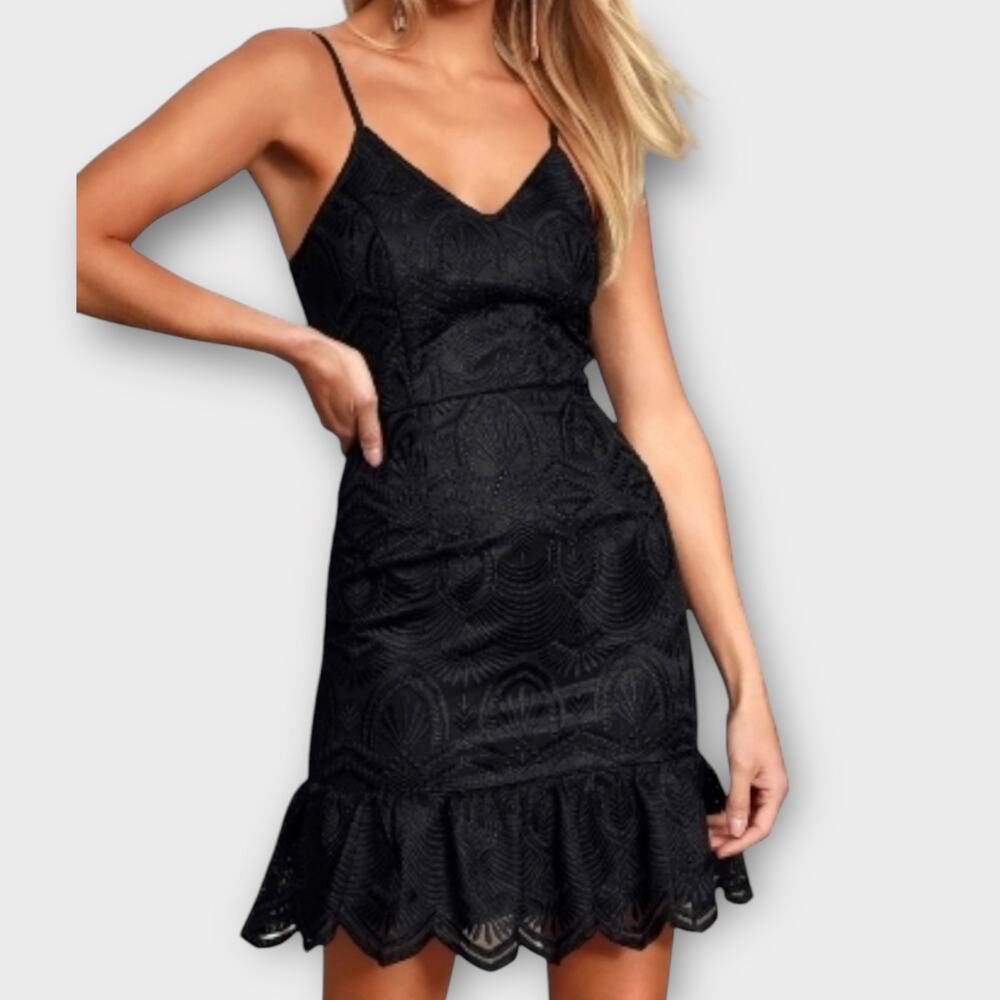 LULUS Black Shura Embroidered Sleeveless Dress Size S